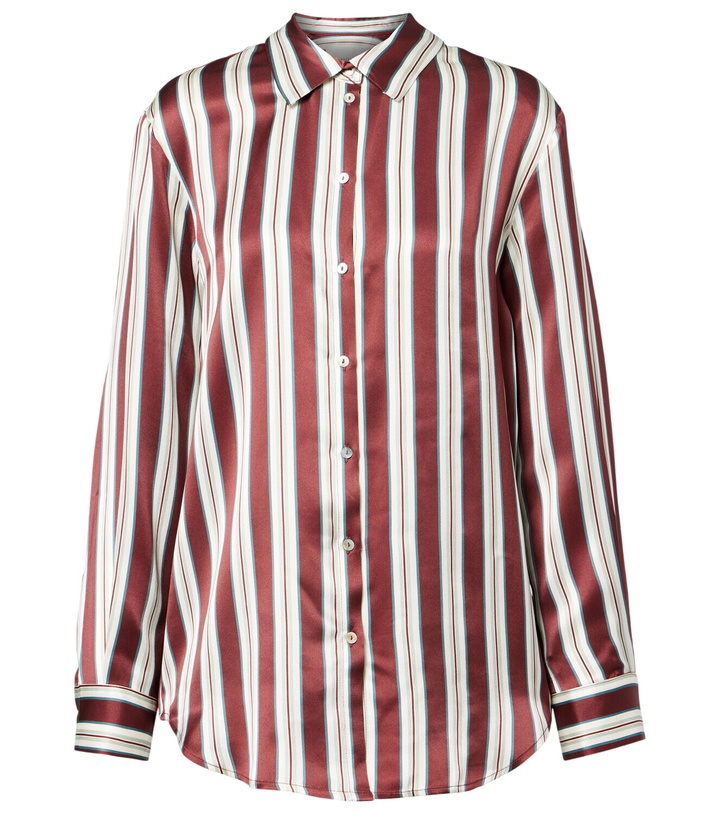 Photo: Asceno Striped silk satin pajama shirt
