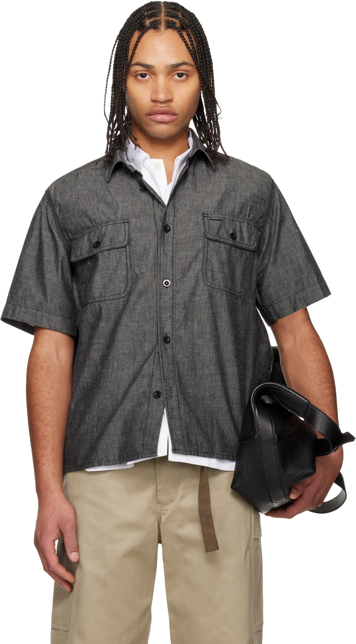 sacai Black & Green Plaid Shirt Sacai