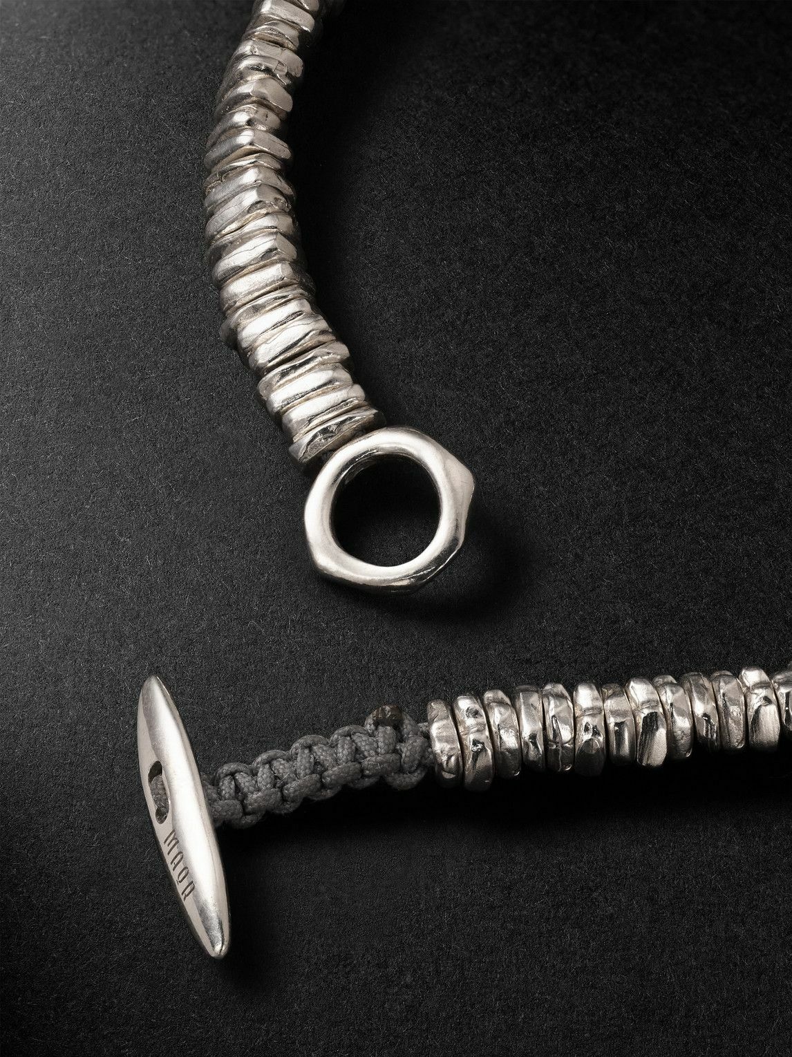 M. Cohen - Meander Cord and Sterling Silver Beaded Bracelet - Silver