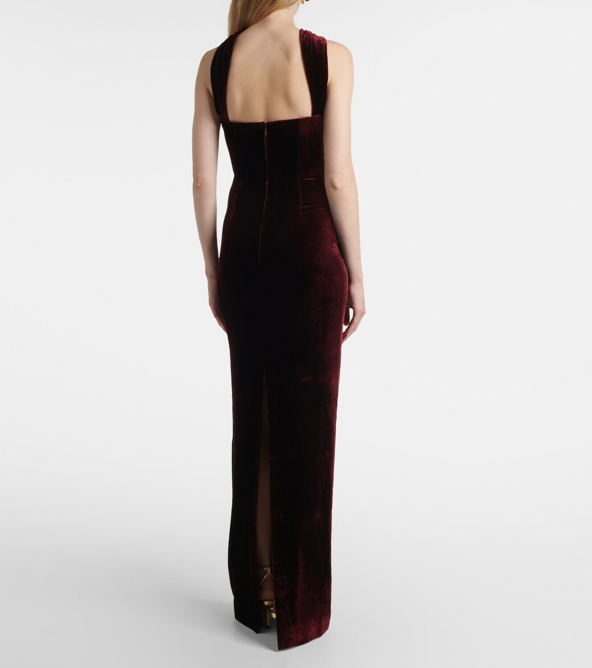 Roland Mouret Scarf-detail velvet corset gown