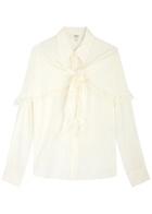 Chloe Women's White Cape-Effect Silk Crepe de Chine Blouse