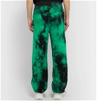 Off-White - Wide-Leg Tie-Dyed Loopback Cotton-Jersey Sweatpants - Green