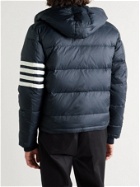 THOM BROWNE - Striped Quilted Shell Hooded Down Jacket - Blue