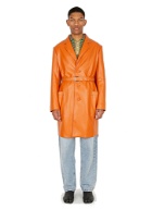 Switch Faux Leather Coat in Orange