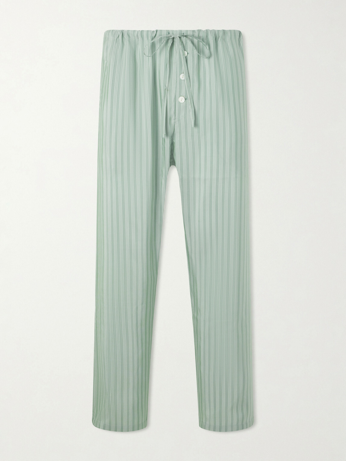 BODE - Sylvan Straight-Leg Striped Silk-Satin Trousers - Green