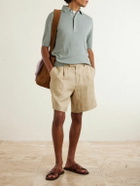 Lardini - Ribbed Linen and Cotton-Blend Polo Shirt - Green