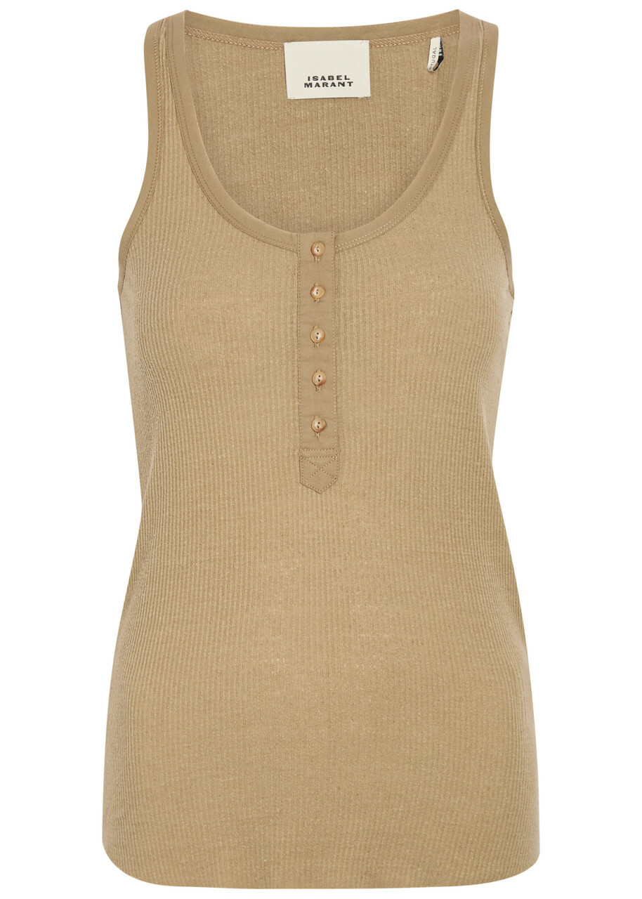 Isabel Marant Helma Ribbed Silk Tank top Bronze