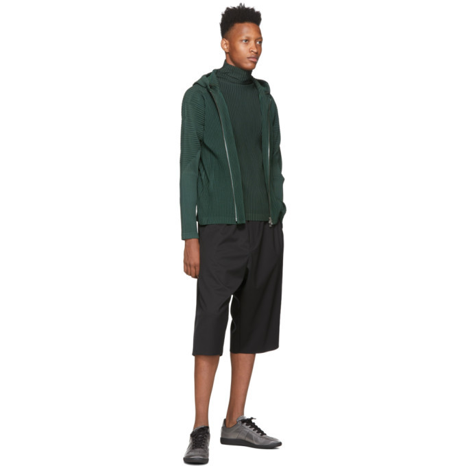 Homme Plisse Issey Miyake Green Pleats Zip-Up Hoodie Homme Plisse