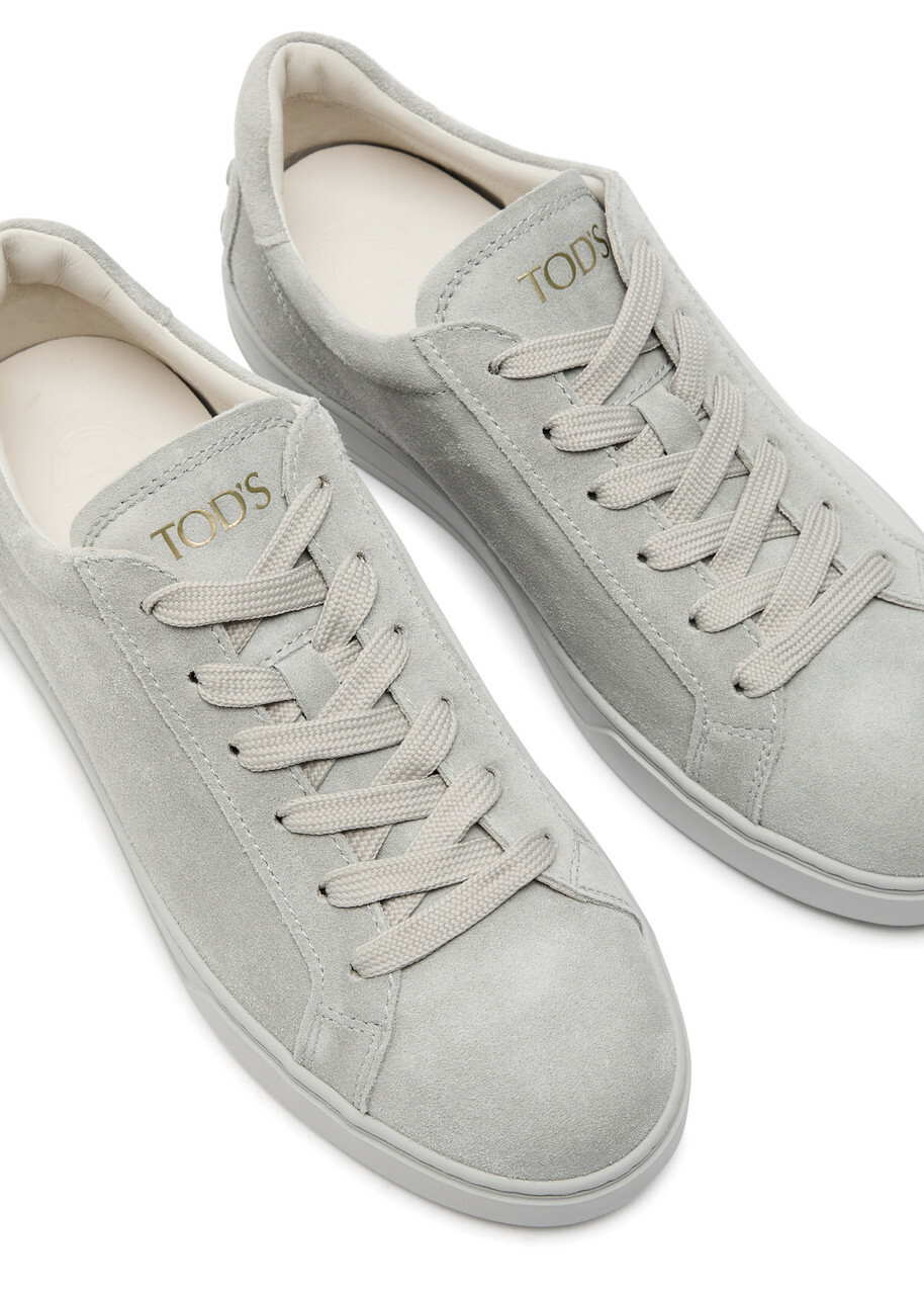 Tods Panelled Suede Sneakers Light Grey