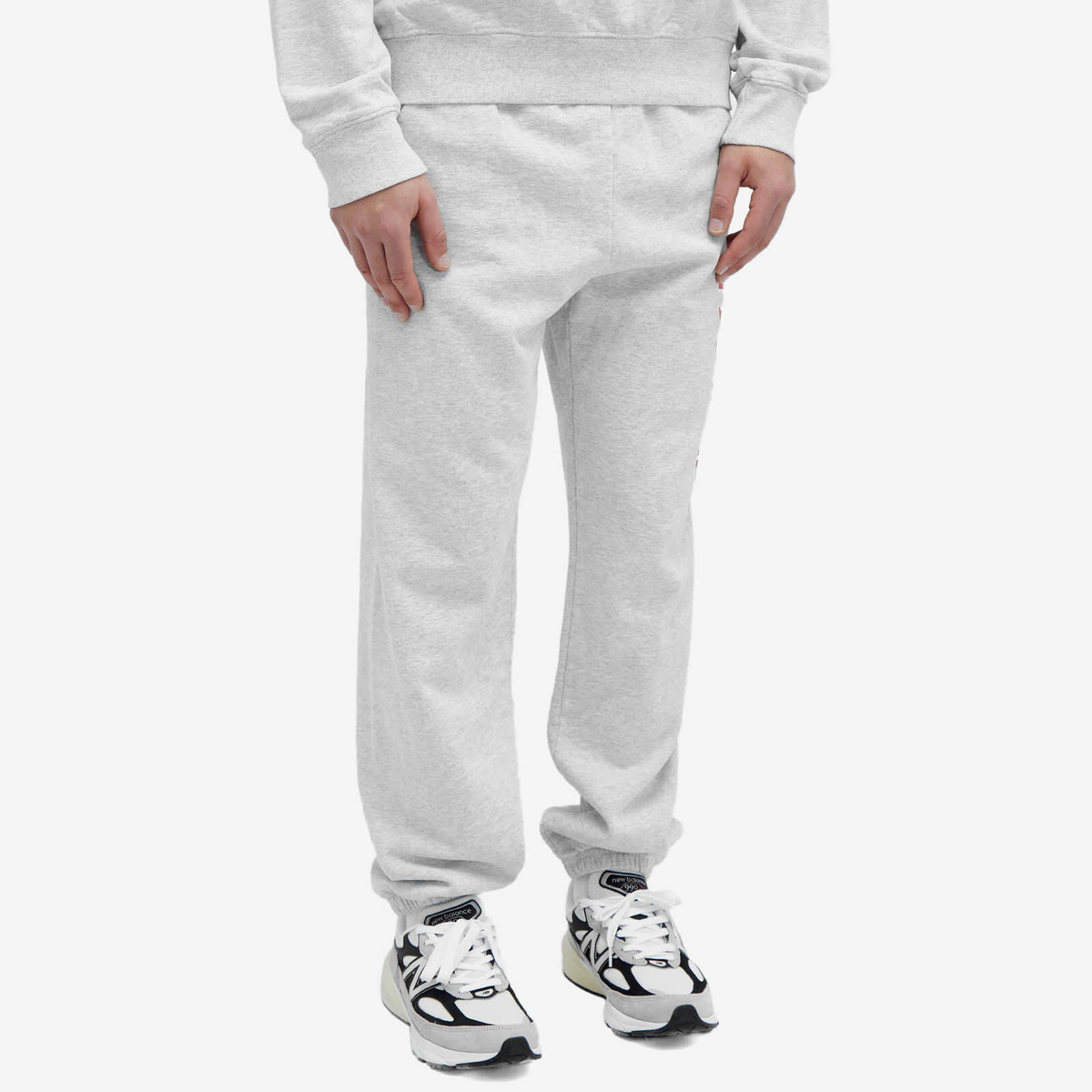 Sporty & Rich Men's Wellness Ivy Sweat Pants in Heather Grey/Sports Red