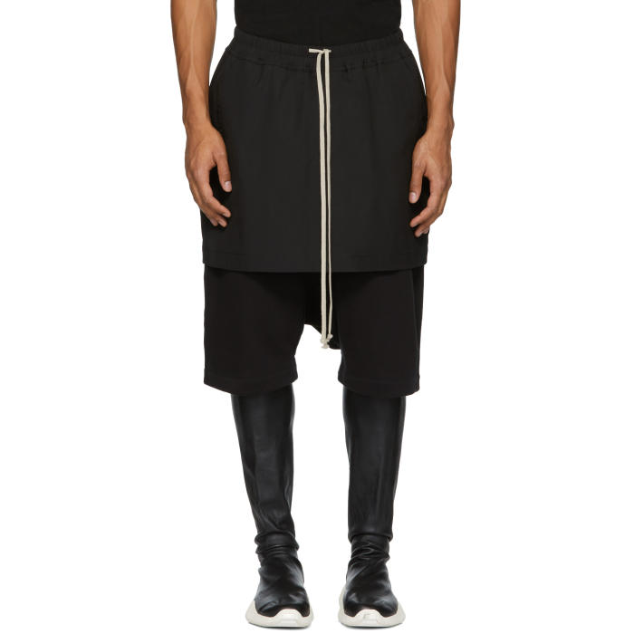 Rick Owens Drkshdw Black Kilt Pods Shorts Rick Owens Drkshdw