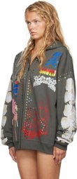I'm Sorry by Petra Collins SSENSE Exclusive Gray Mimi Wade Edition Oversized Zip Up Hoodie