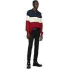 rag and bone Navy and Red Colorblock Rugby Polo