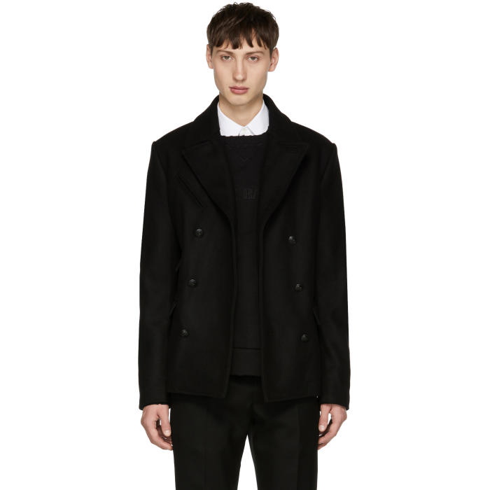 Photo: Pierre Balmain Black Wool Peacoat 