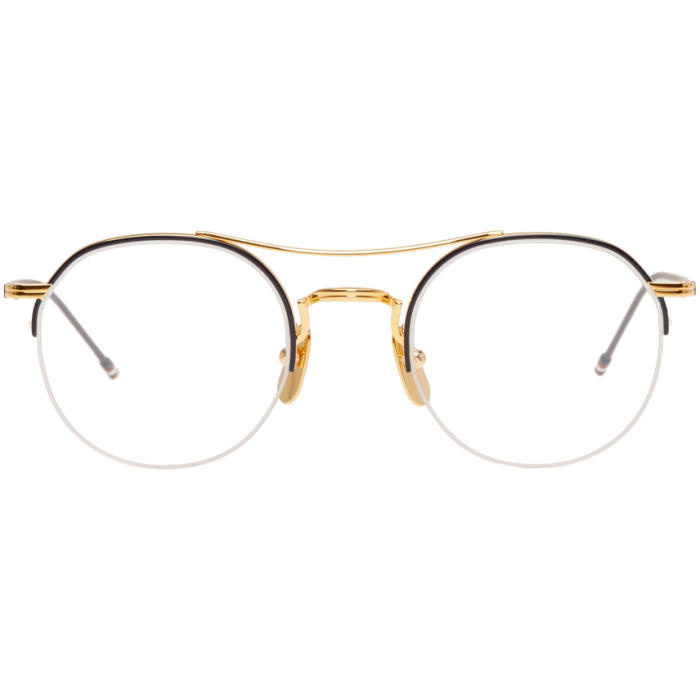 Photo: Thom Browne Gold and Navy TB-903 Glasses