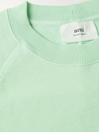 AMI PARIS - Logo-Appliquéd Cotton-Jersey Sweatshirt - Green