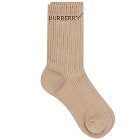 Burberry Women's Branded Sports Sock in Camel