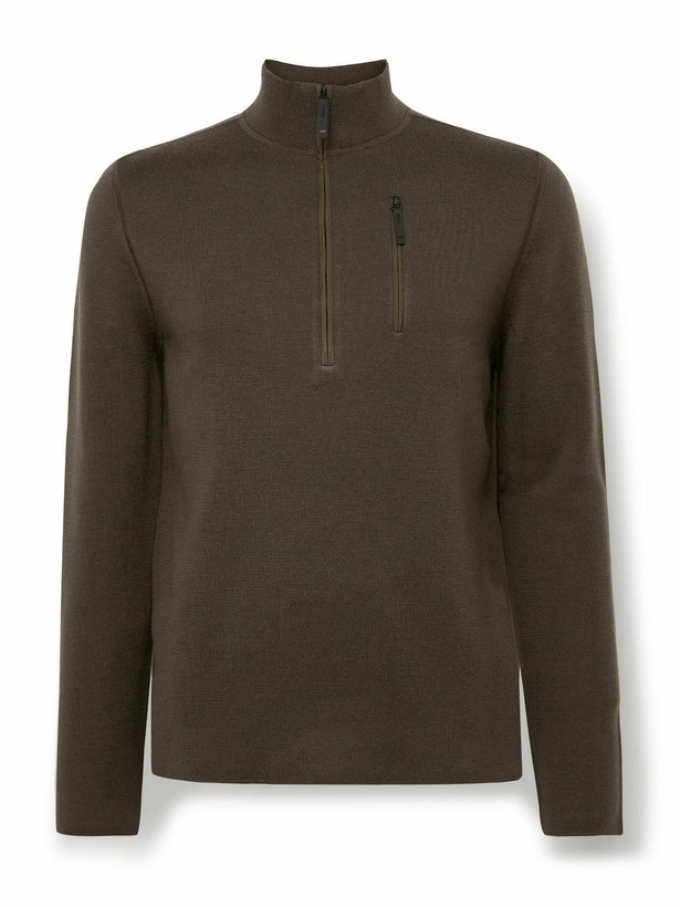 Photo: Aztech Mountain - Matterhorn Shell-Trimmed Wool Half-Zip Sweater - Green