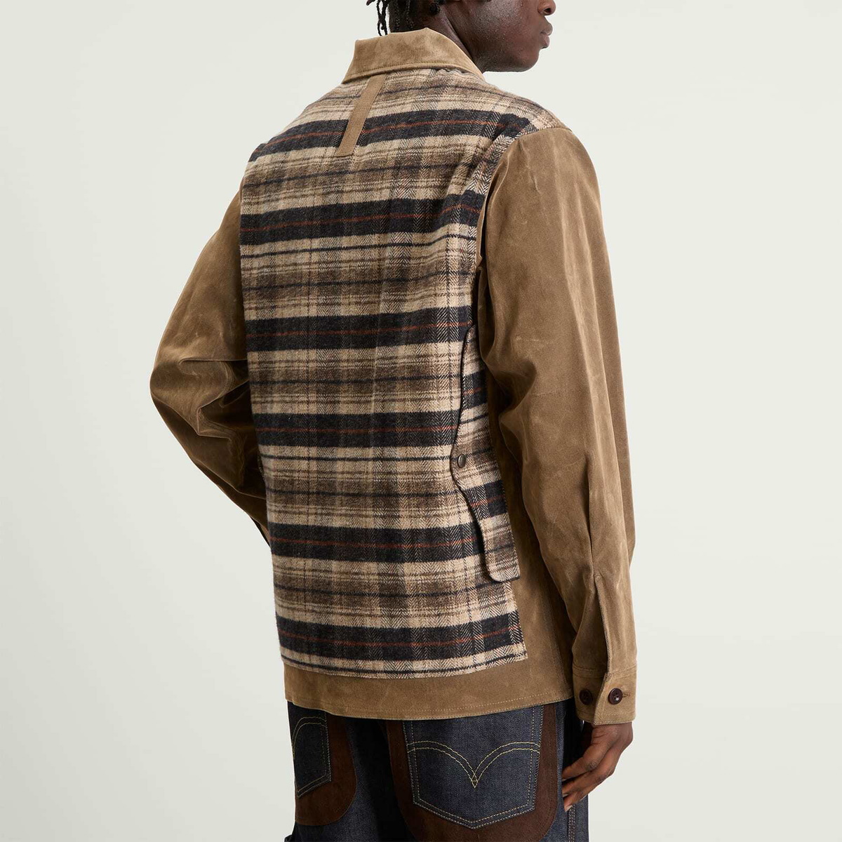 Junya Watanabe MAN Men's Flocked Denim Jacket in Beige Junya Watanabe
