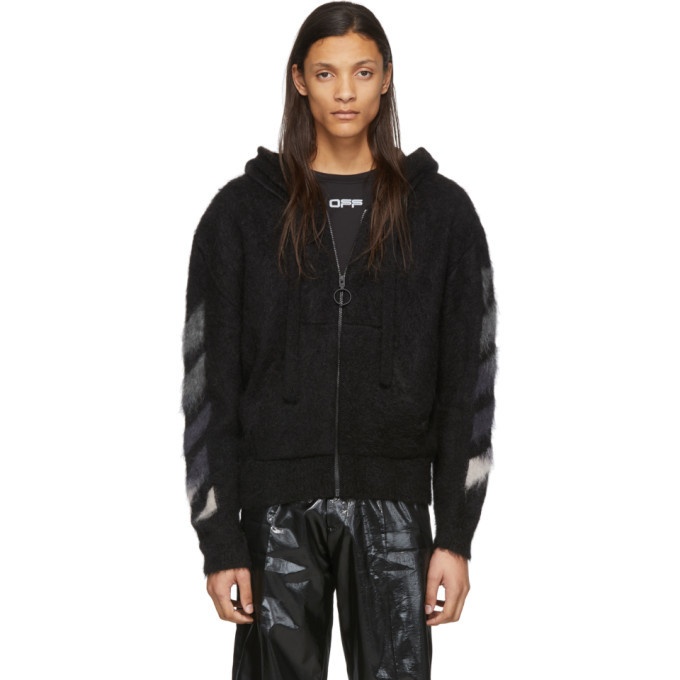 Photo: Off-White Black Brushed Mohair Hoodie