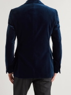 Favourbrook - Slim-Fit Grosgrain-Trimmed Cotton-Velvet Tuxedo Jacket - Blue
