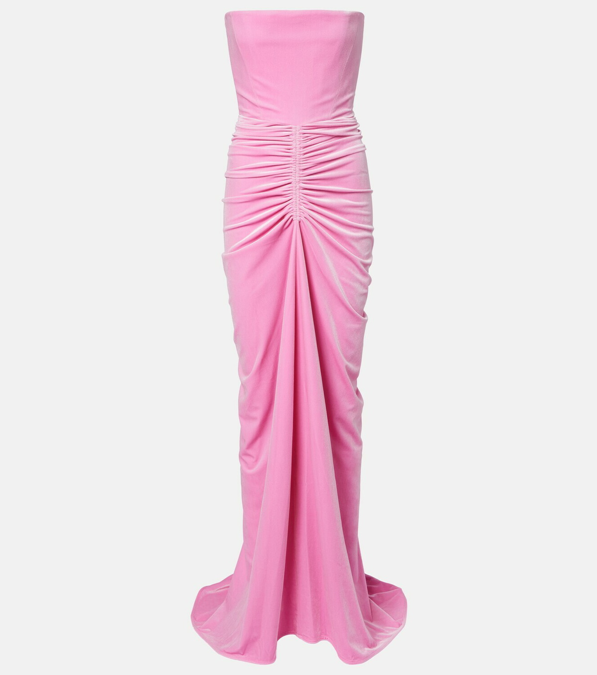 Alex Perry Ruched velvet bustier gown