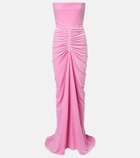 Alex Perry Ruched velvet bustier gown