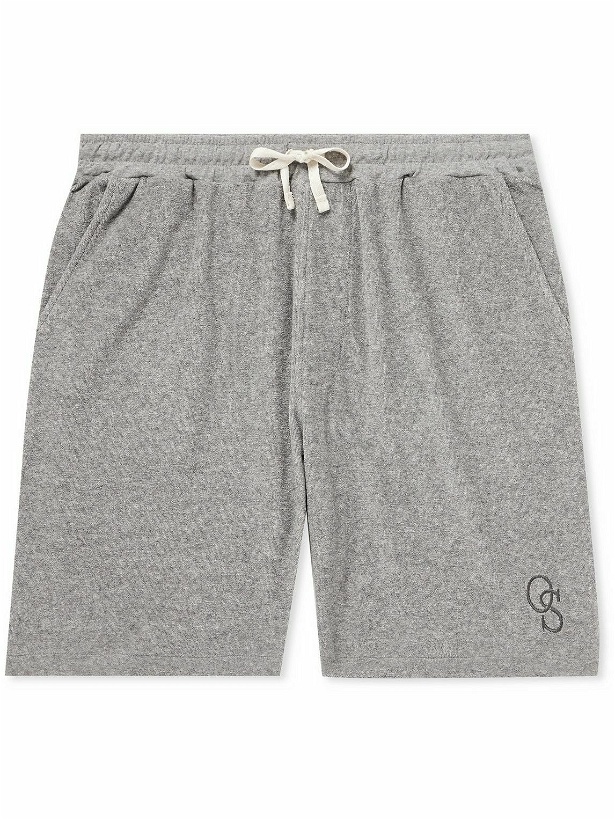 Photo: Oliver Spencer - House Straight-Leg Cotton-Blend Terry Drawstring Shorts - Gray