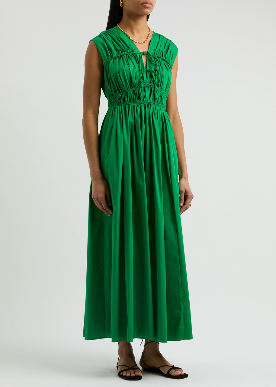 Diane Von Furstenberg Gillian Ruched Cotton-blend Maxi Dress Green Diane von Furstenberg Diane Von Furstenberg Gillian Ruched Cotton-blend Maxi Dress Green Diane von Furstenberg