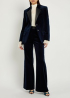 Victoria Beckham Satin-trim Velvet Blazer Navy