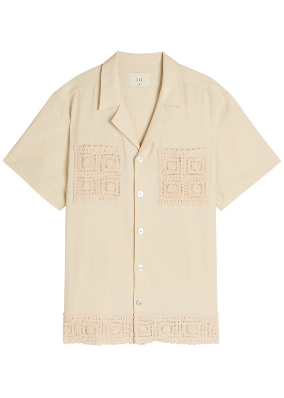 Photo: Che Inigo Crochet Cotton-blend Shirt Ivory