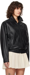 RECTO Black Vintage Crack Effect Leather Jacket