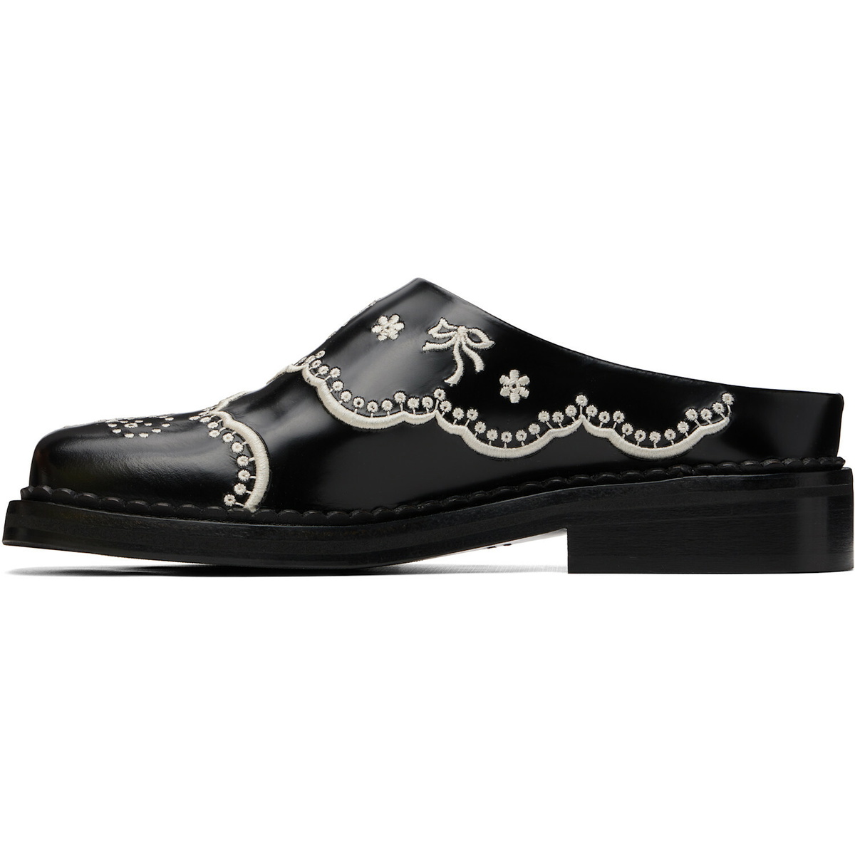 Simone Rocha Black Floral Lace Mule Loafers