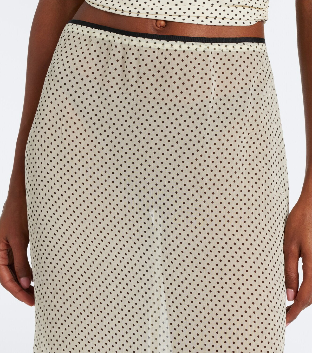Hunza G Polka-dot sheer midi skirt