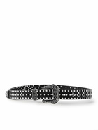 Givenchy - 3cm Crystal-Embellished Leather Belt - Black