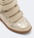 Isabel Marant Bekett metallic leather and suede wedge sneakers