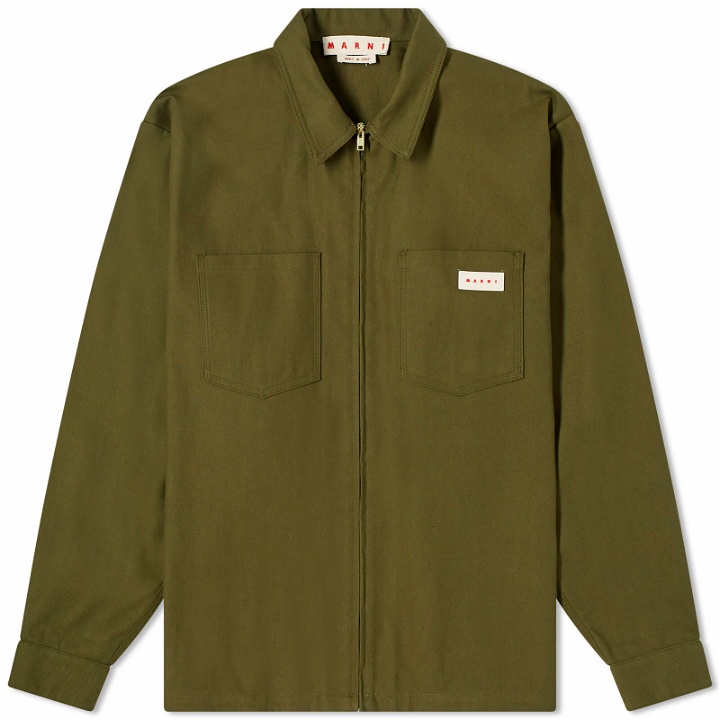 Photo: Marni Men's Zip Through Work Jacket in Leaf Green