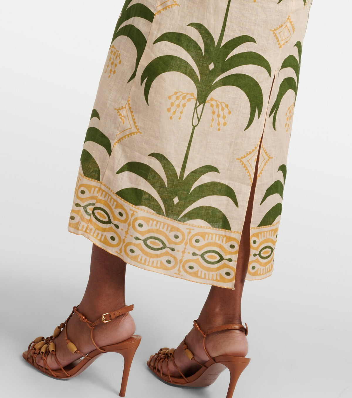 Johanna Ortiz Printed cotton and linen midi dress