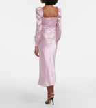 Alessandra Rich Lace-trimmed silk satin midi dress