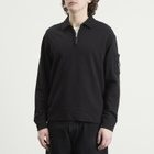 C.P. Company Men's Malfile Fleece Quarter Zip Collared Sweatshirt in Black