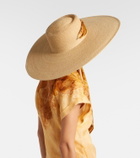 Zimmermann Silk-trimmed raffia hat