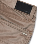 AMIRI - Stack Skinny-Fit Flared Cotton-Blend Velvet Trousers - Neutrals