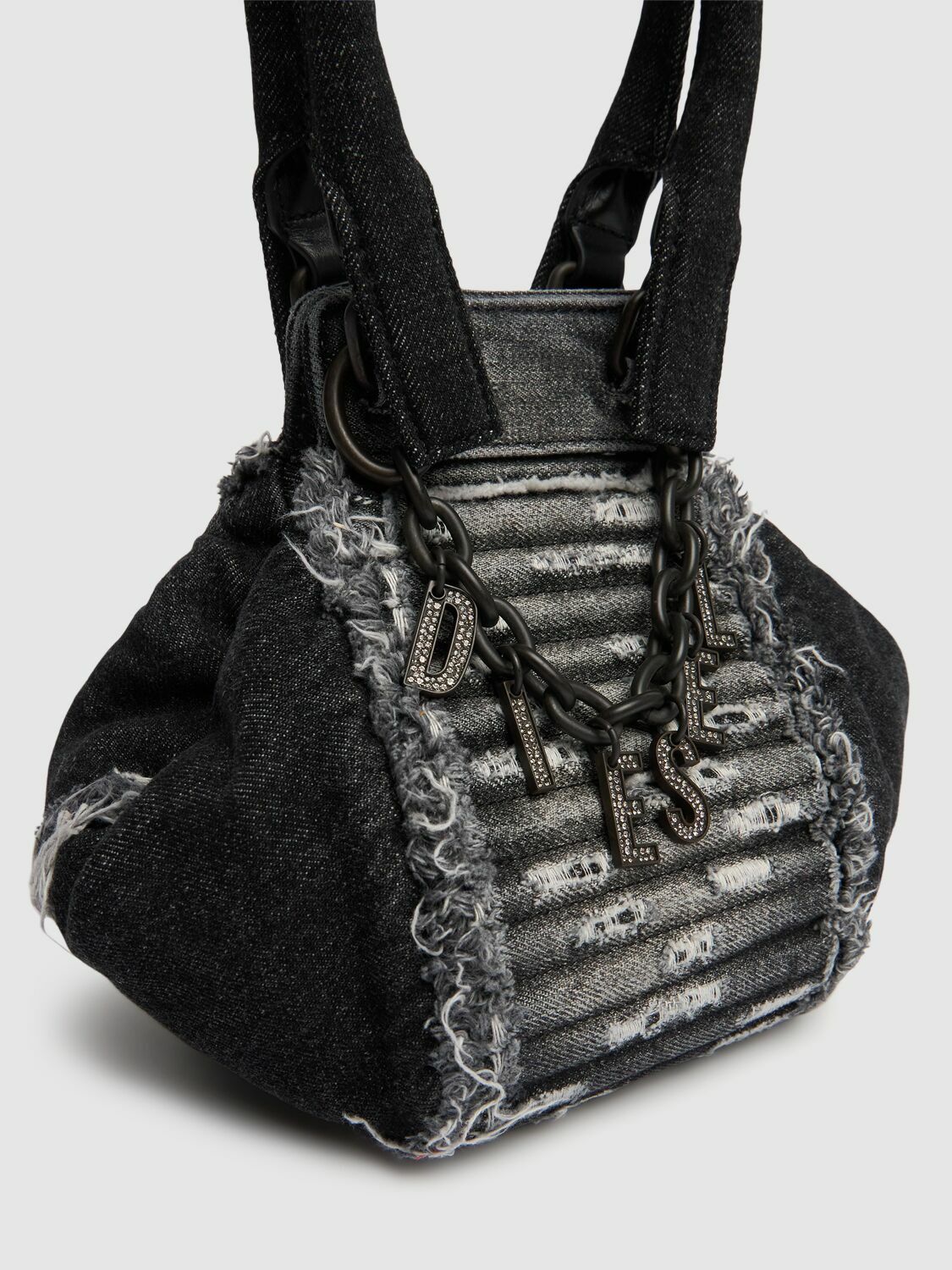 DIESEL D-Vina デニムトップハンドルバッグ DIESEL Xs D-vina Washed Denim Top Handle Bag Diesel