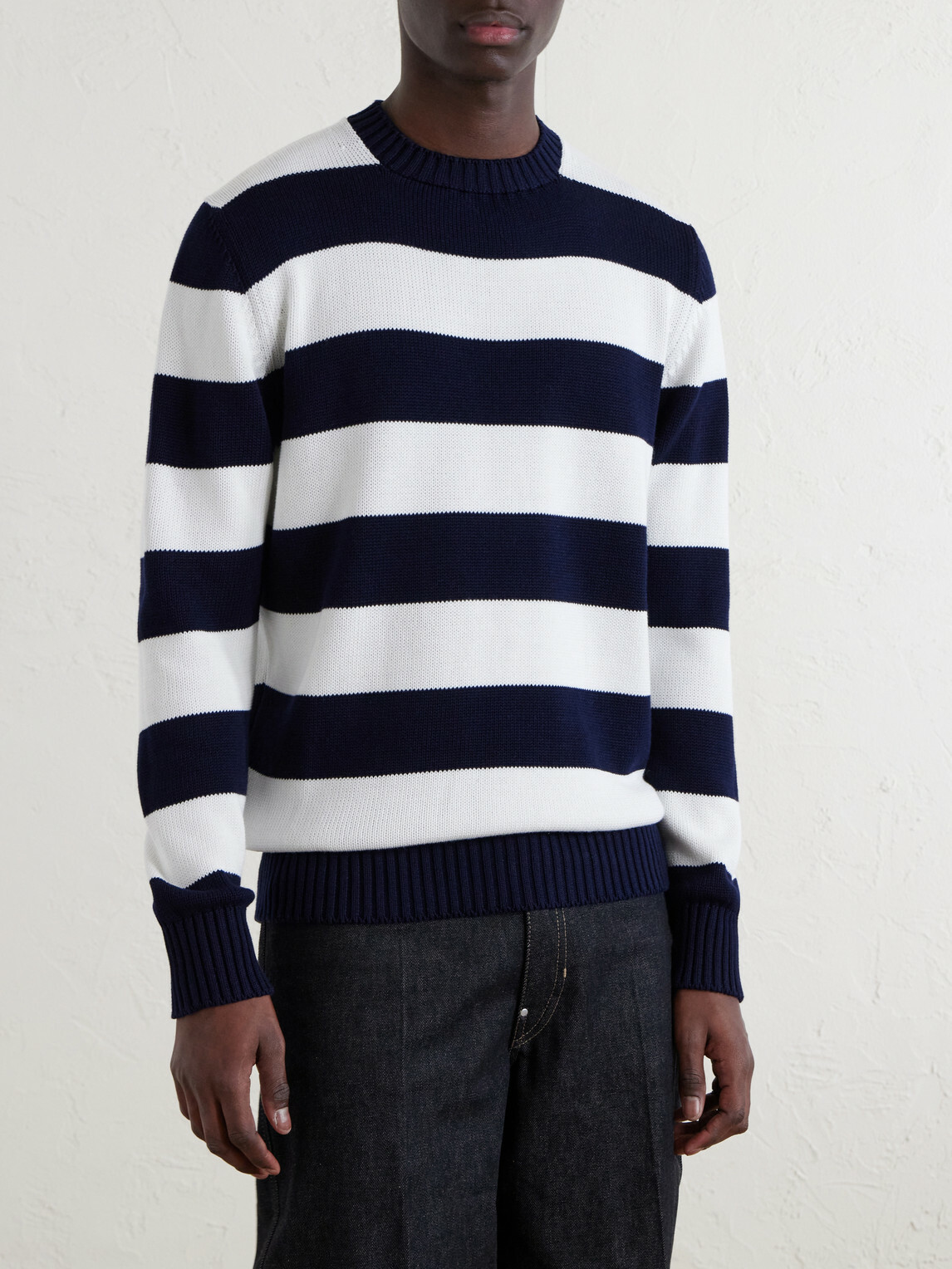 William Lockie - Striped Cotton Sweater - Blue