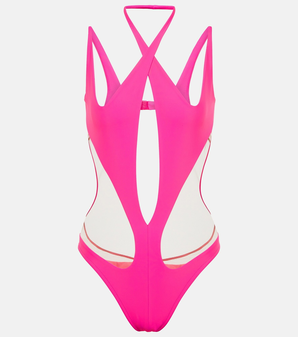 Paneled bodysuit in pink - Mugler, Mytheresa