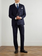 Kiton - Double-Breasted Pinstriped Virgin Wool and Cashmere-Blend Flannel Suit Jacket - Blue