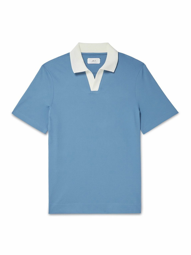 Photo: Mr P. - Jonny Two-Tone Piqué Golf Polo Shirt - Blue