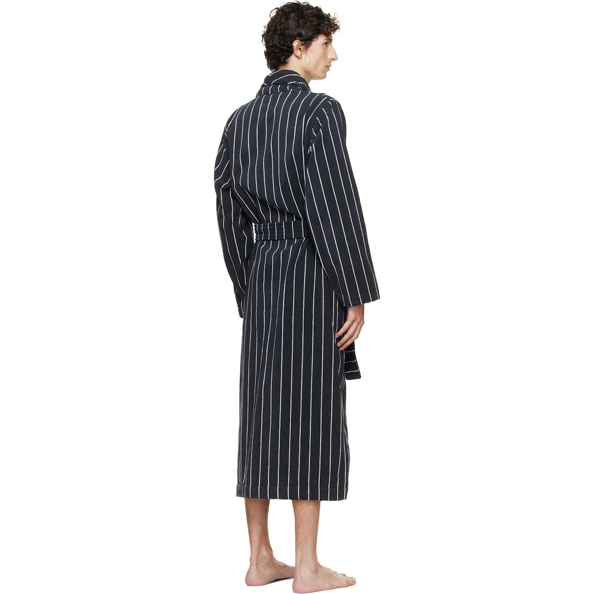 Tekla Black & White Terry Classic Bathrobe