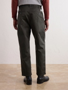 WTAPS - Straight-Leg Pleated Cotton-Twill Trousers - Green