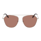 Alexander McQueen Silver and Brown Aviator Sunglasses